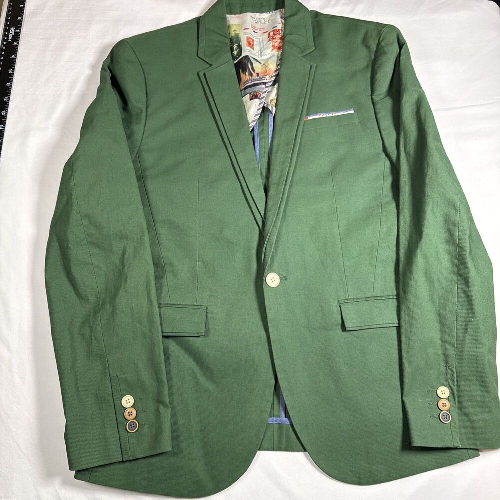 Exclusive Goods by Selected Men’s Stamp Lining Green Blazer 38 Statement Crafted